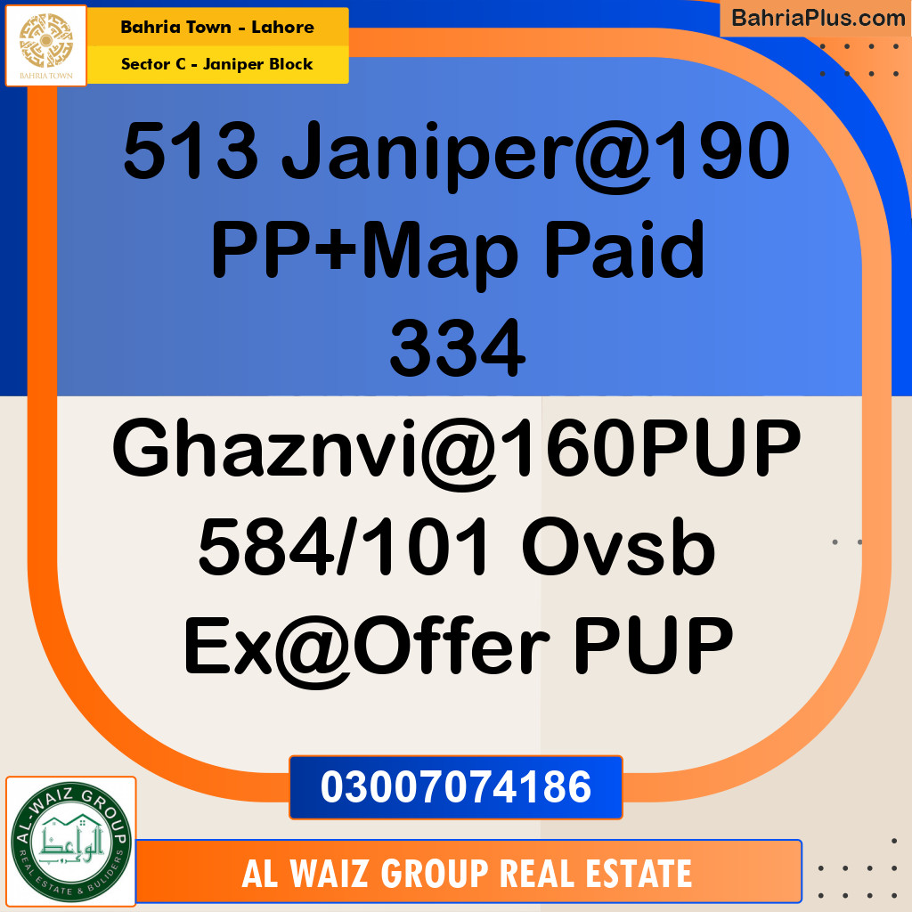 10 Marla Residential Plot for Sale in Sector C - Janiper Block - Bahria Town, Lahore - (BP-220944)