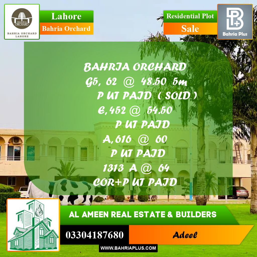 Residential Plot for Sale in Bahria Orchard, Lahore - (BP-220962)