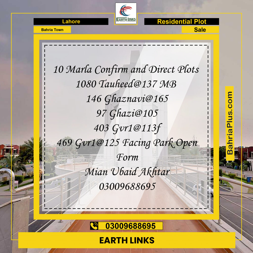 Residential Plot for Sale in Bahria Town, Lahore - (BP-221032)