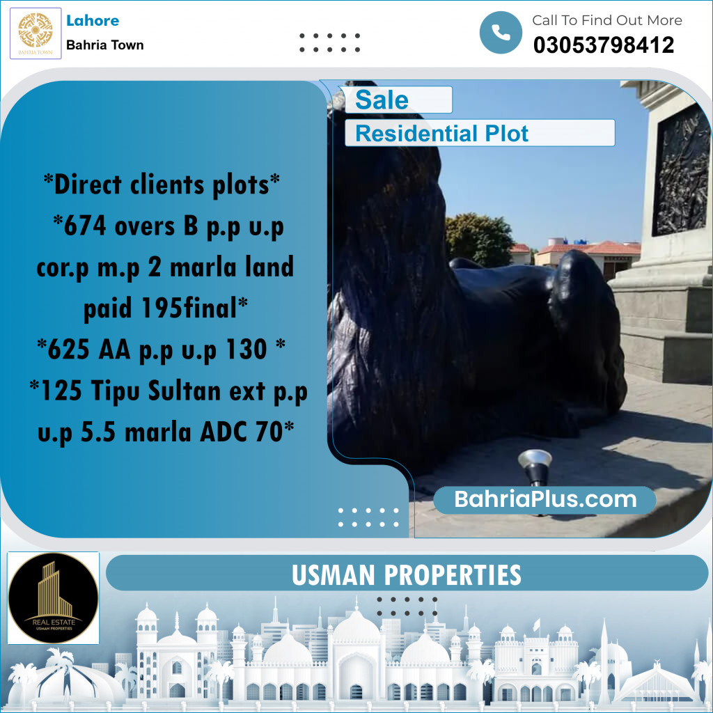 Residential Plot for Sale in Bahria Town, Lahore - (BP-221041)