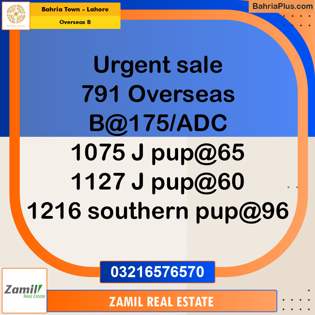 10 Marla Residential Plot for Sale in Overseas B - Bahria Town, Lahore - (BP-221073)