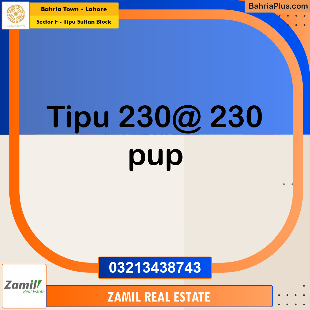 1 Kanal Residential Plot for Sale in Sector F - Tipu Sultan Block - Bahria Town, Lahore - (BP-221077)