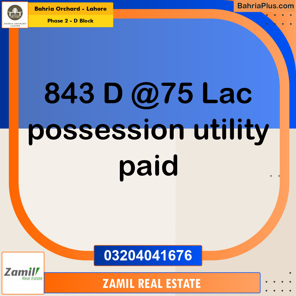 8 Marla Residential Plot for Sale in Phase 2 - D Block -  Bahria Orchard, Lahore - (BP-221096)