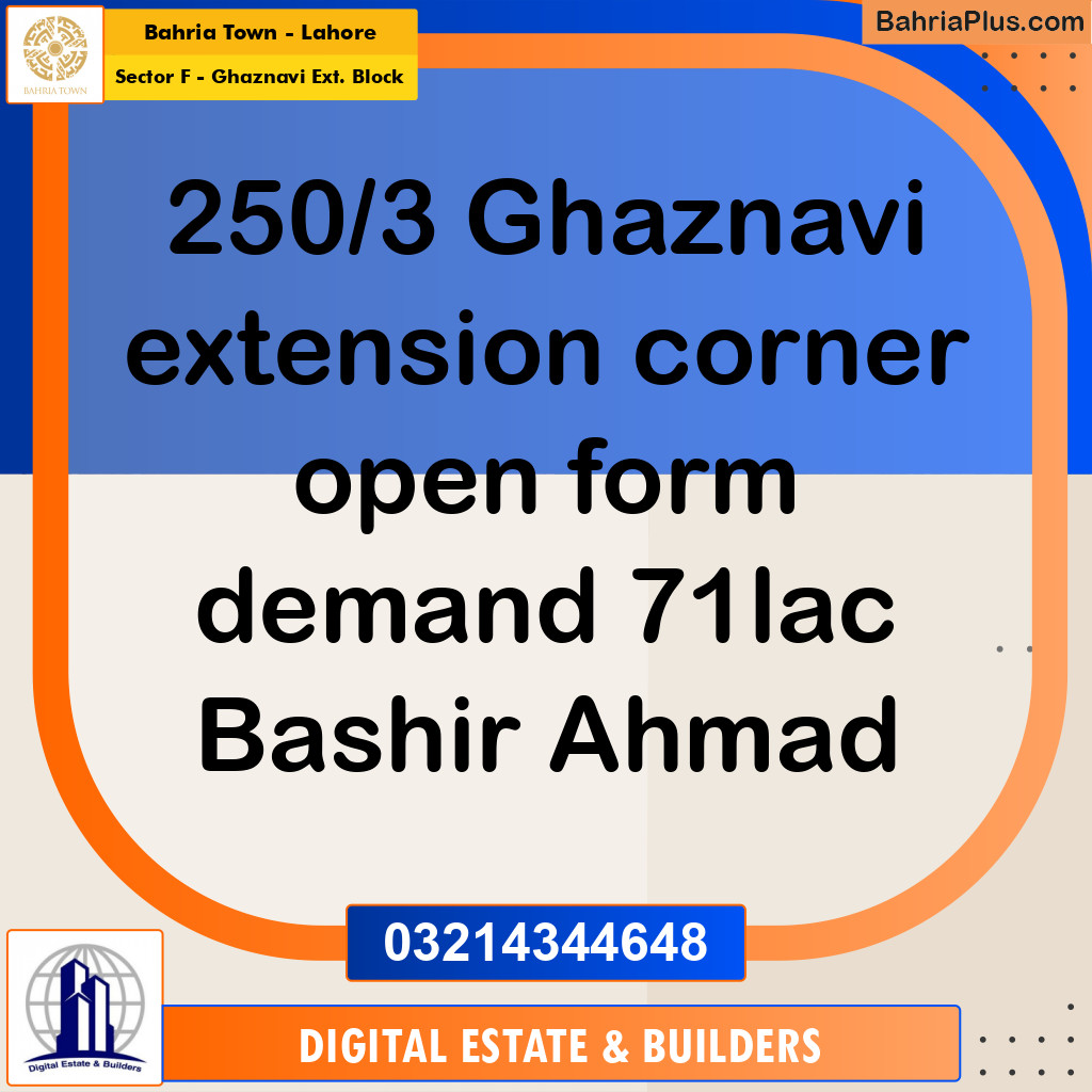 5 Marla Residential Plot for Sale in Sector F - Ghaznavi Ext. Block - Bahria Town, Lahore - (BP-221180)