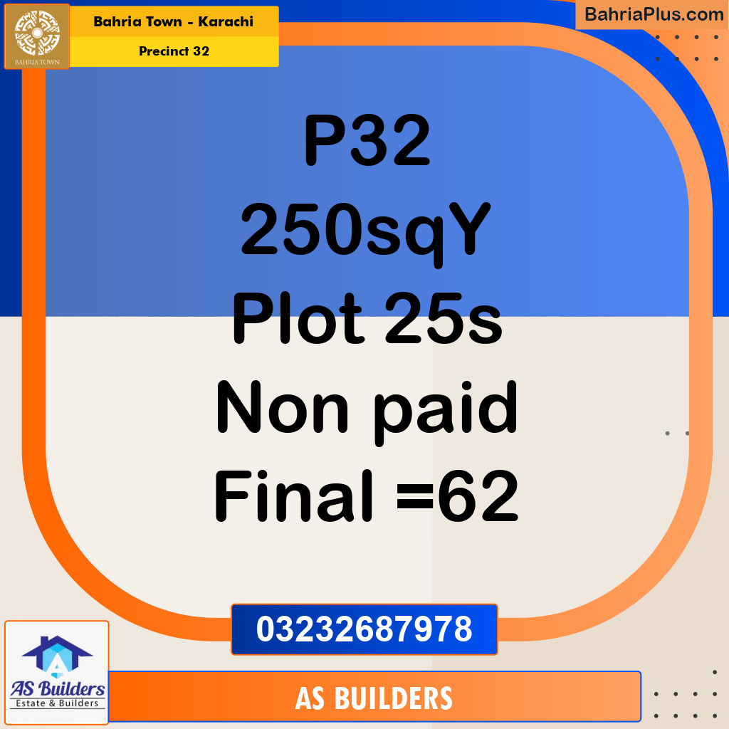 250 Sq. Yards Residential Plot for Sale in Precinct 32 -  Bahria Town, Karachi - (BP-221224)