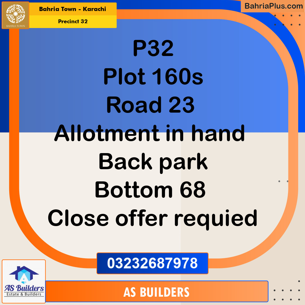 250 Sq. Yards Residential Plot for Sale in Precinct 32 -  Bahria Town, Karachi - (BP-221230)