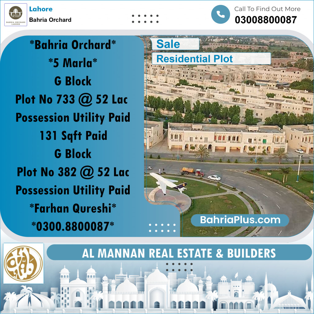 Residential Plot for Sale in Bahria Orchard, Lahore - (BP-221236)