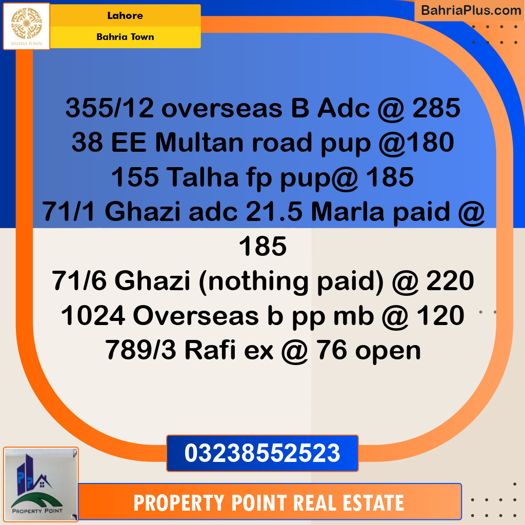 Residential Plot for Sale in Bahria Town, Lahore - (BP-221251)