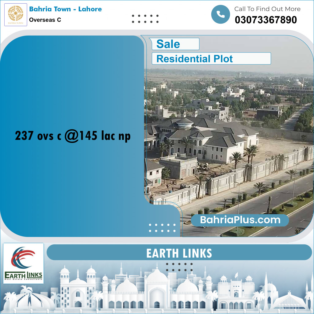 10 Marla Residential Plot for Sale in Overseas C - Bahria Town, Lahore - (BP-221269)