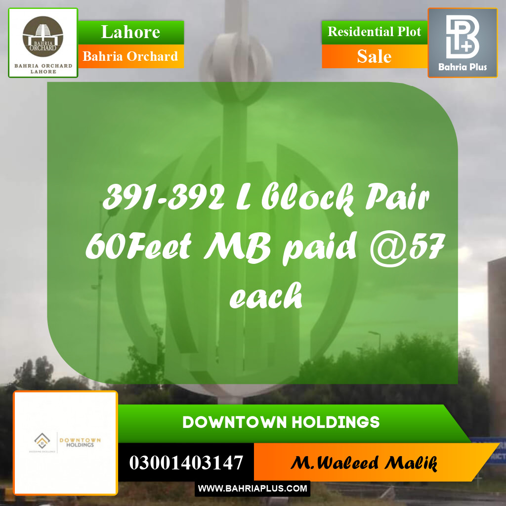 Residential Plot for Sale in Bahria Orchard, Lahore - (BP-221302)