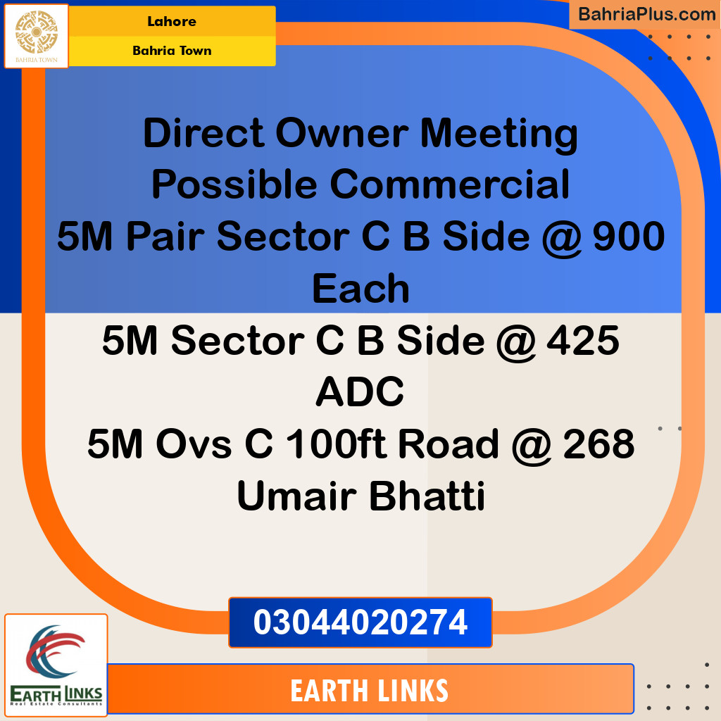 5 Marla Residential Plot for Sale in Bahria Town, Lahore - (BP-221308)