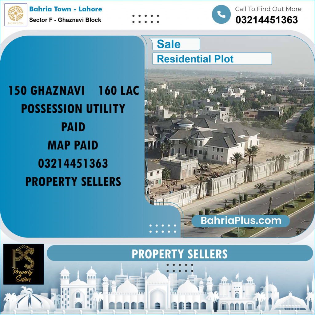 10.88 Marla Residential Plot for Sale in Sector F - Ghaznavi Block - Bahria Town, Lahore - (BP-221336)
