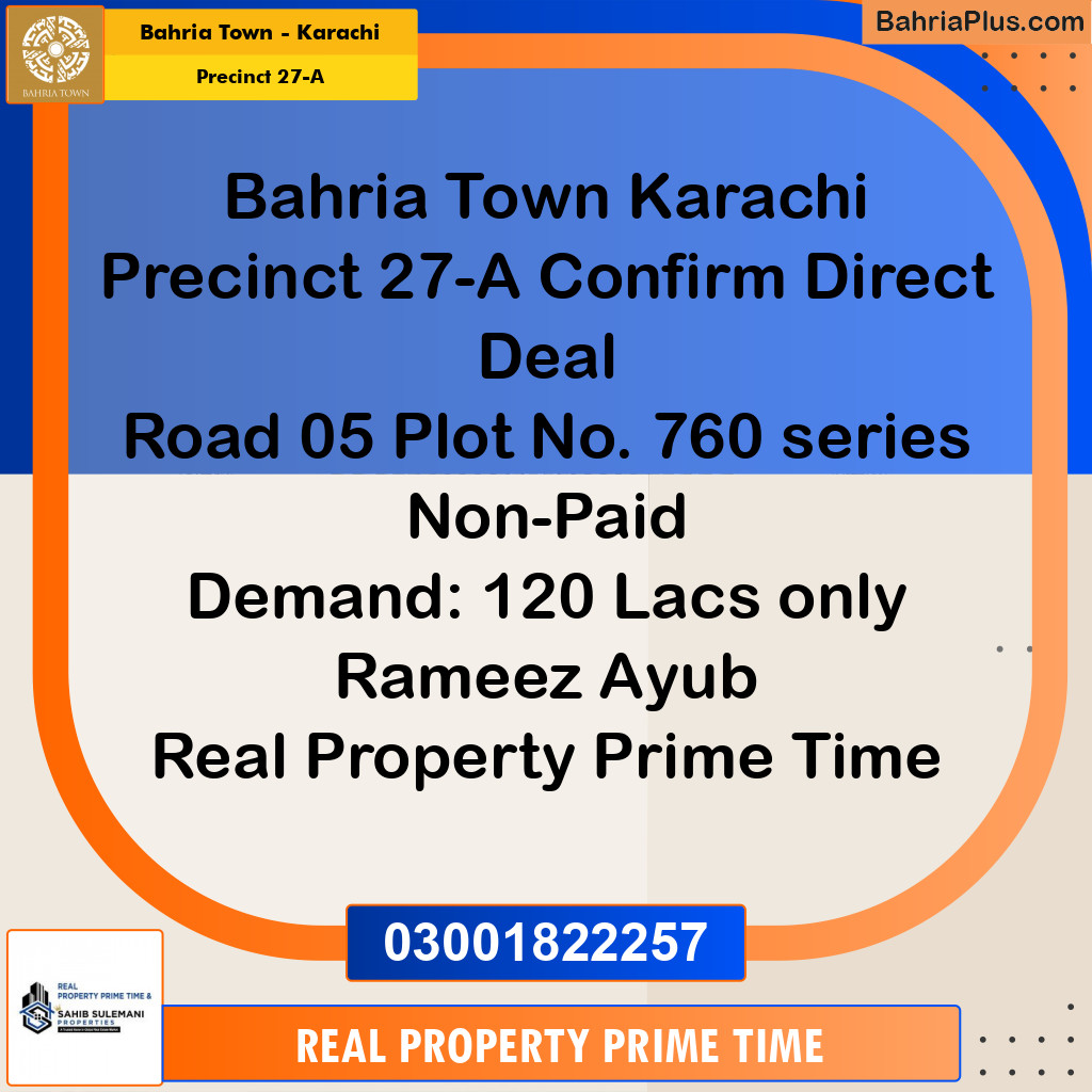 500 Sq. Yards Residential Plot for Sale in Precinct 27-A - Bahria Town, Karachi - (BP-221388)