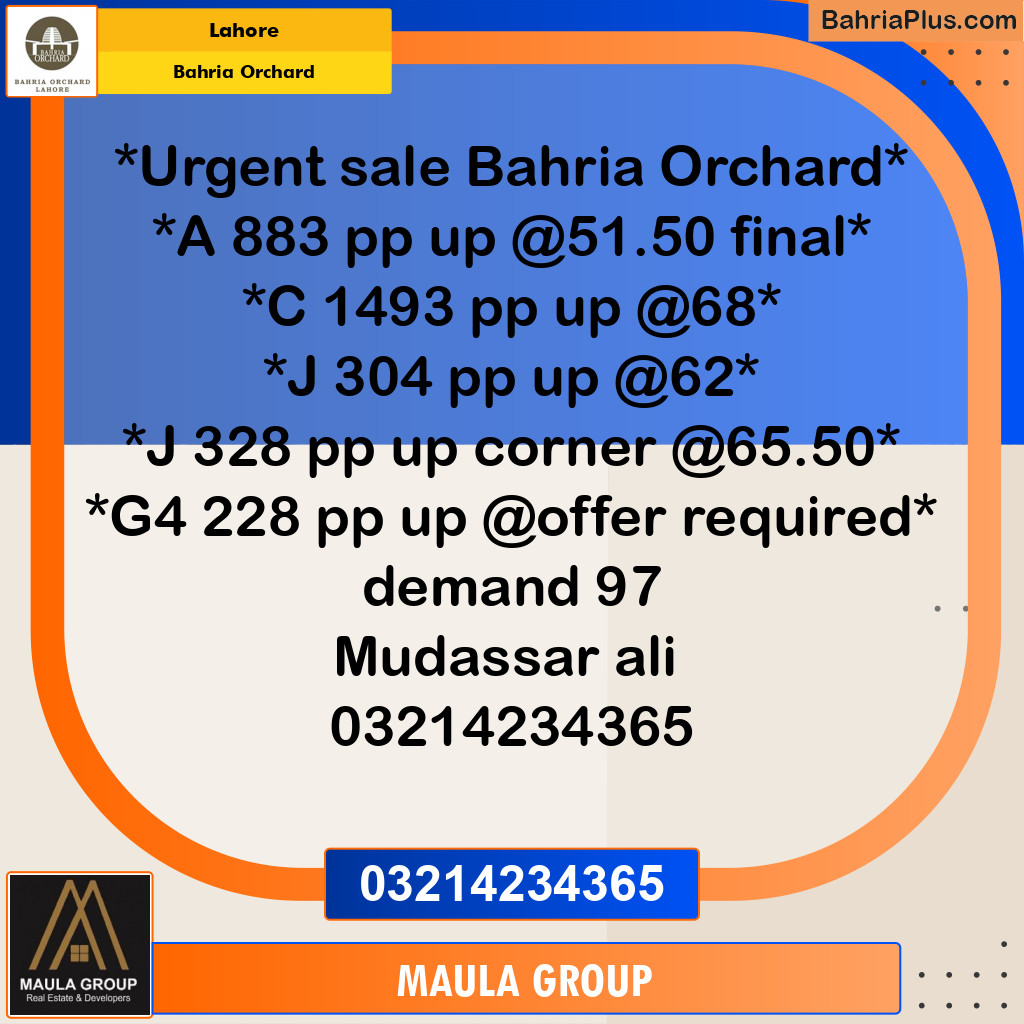 Residential Plot for Sale in Bahria Orchard, Lahore - (BP-221448)