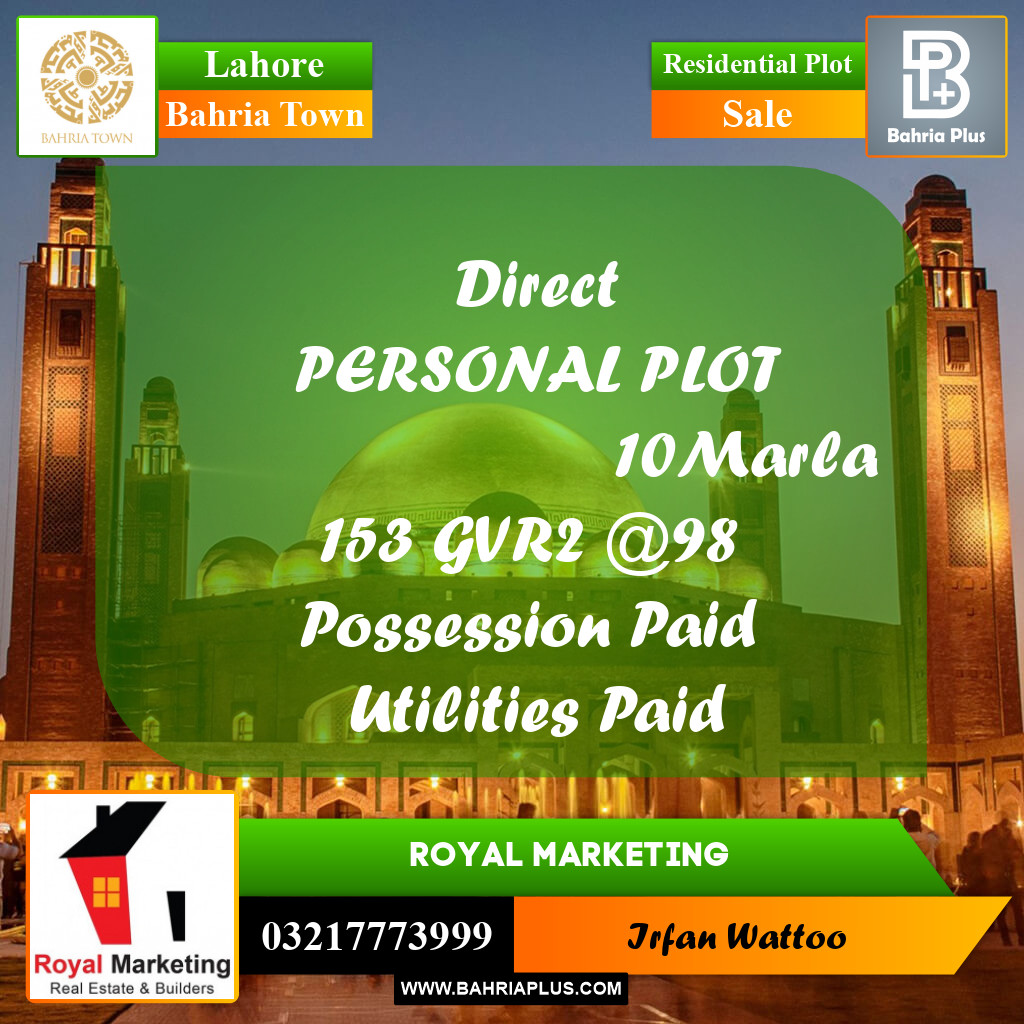 Residential Plot for Sale in Bahria Town, Lahore - (BP-221457)