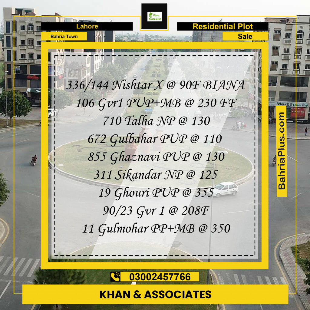 Residential Plot for Sale in Bahria Town, Lahore - (BP-221458)