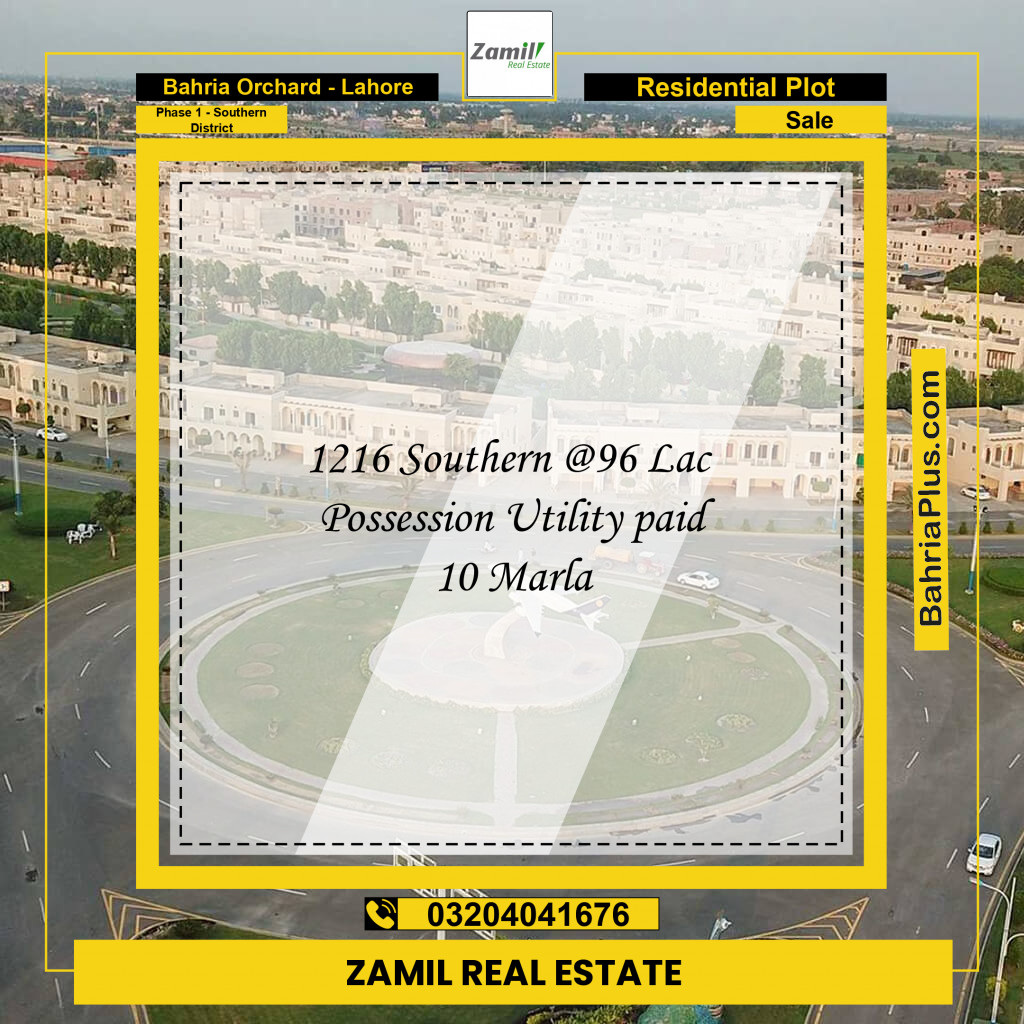 10 Marla Residential Plot for Sale in Phase 1 - Southern District -  Bahria Orchard, Lahore - (BP-221471)