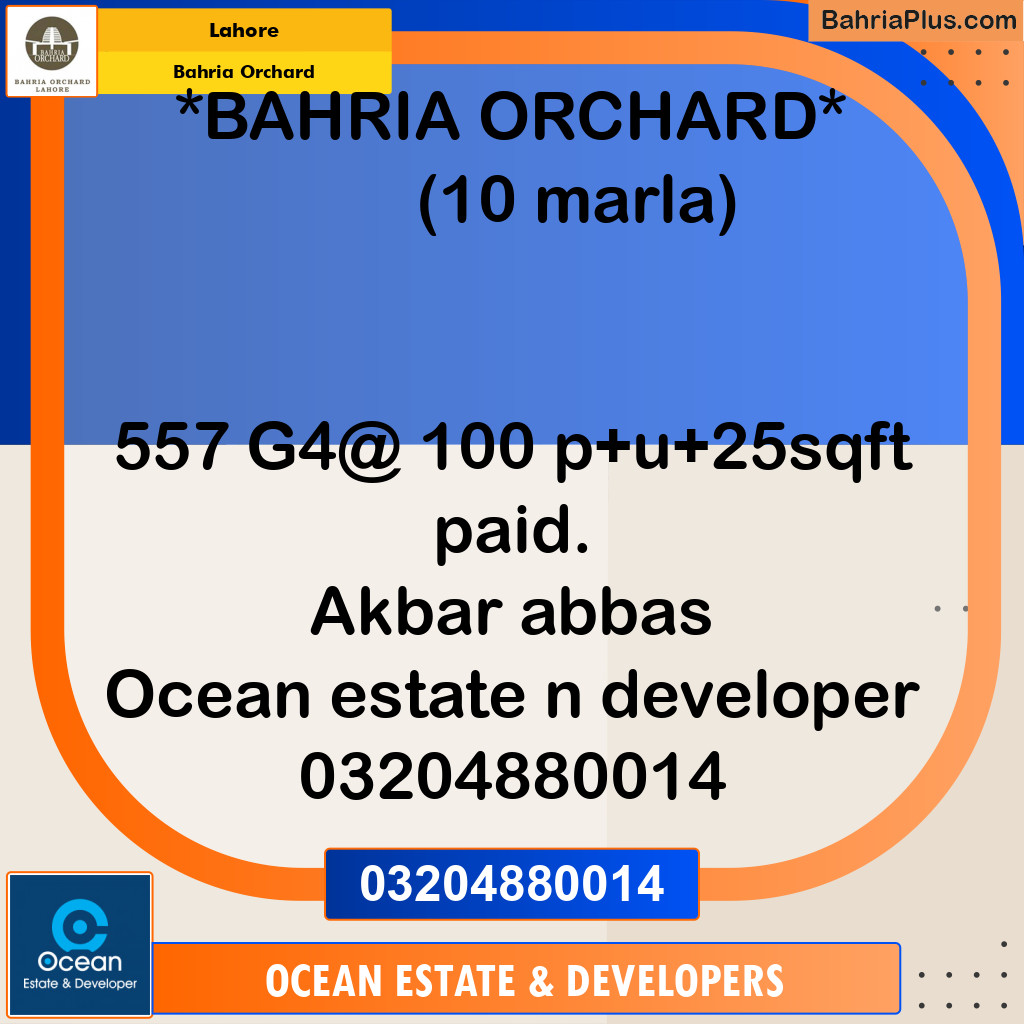 Residential Plot for Sale in Bahria Orchard, Lahore - (BP-221489)