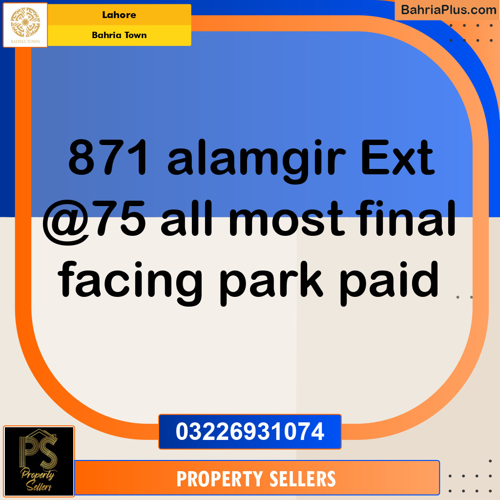 Residential Plot for Sale in Bahria Town, Lahore - (BP-221504)