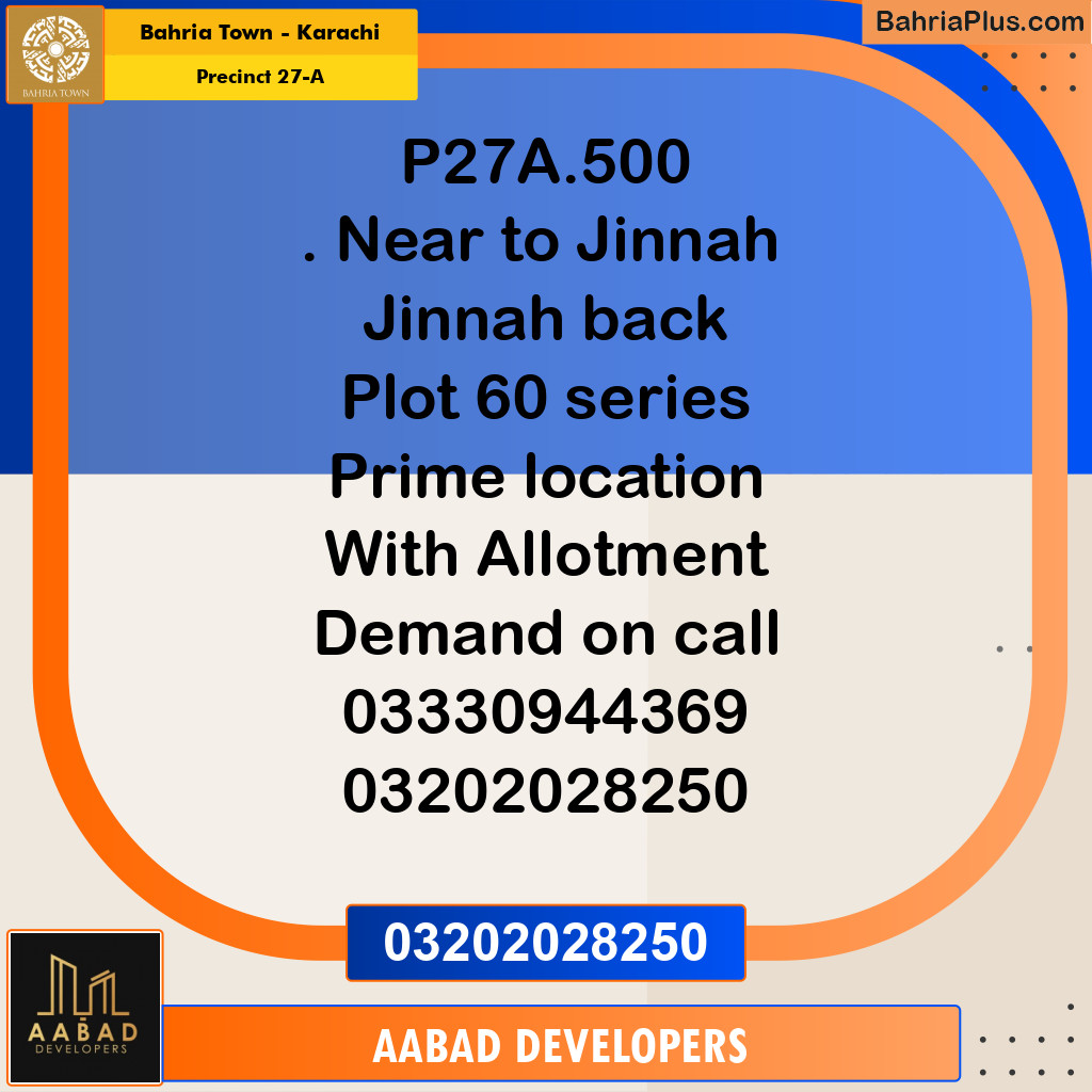 500 Sq. Yards Residential Plot for Sale in Precinct 27-A - Bahria Town, Karachi - (BP-221527)