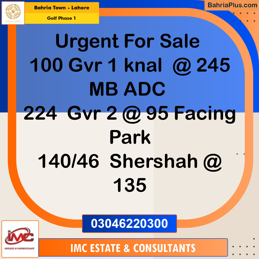 Residential Plot for Sale in Golf Phase 1 -  Bahria Town, Lahore - (BP-221538)