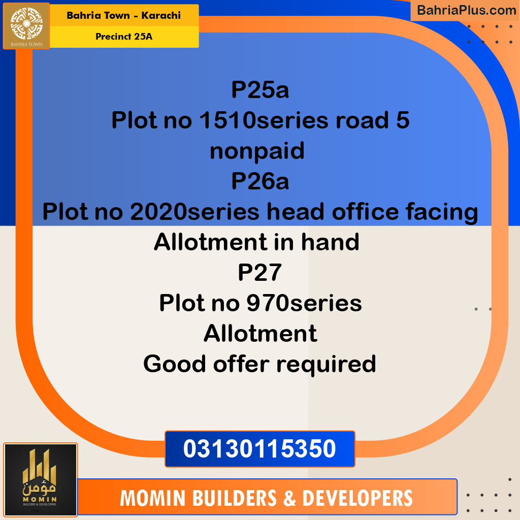 125 Sq. Yards Residential Plot for Sale in Precinct 25A - Bahria Town, Karachi - (BP-221558)