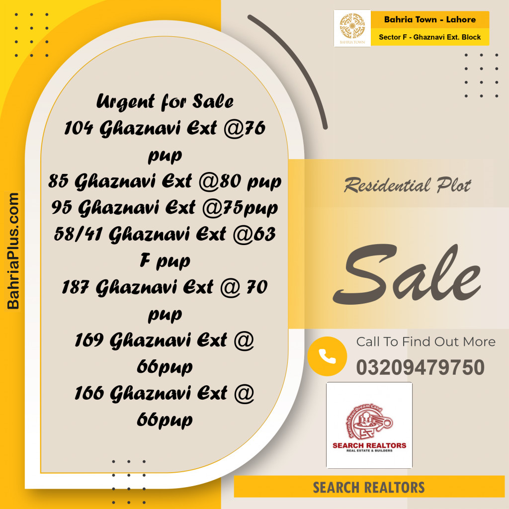 5 Marla Residential Plot for Sale in Sector F - Ghaznavi Ext. Block - Bahria Town, Lahore - (BP-221607)
