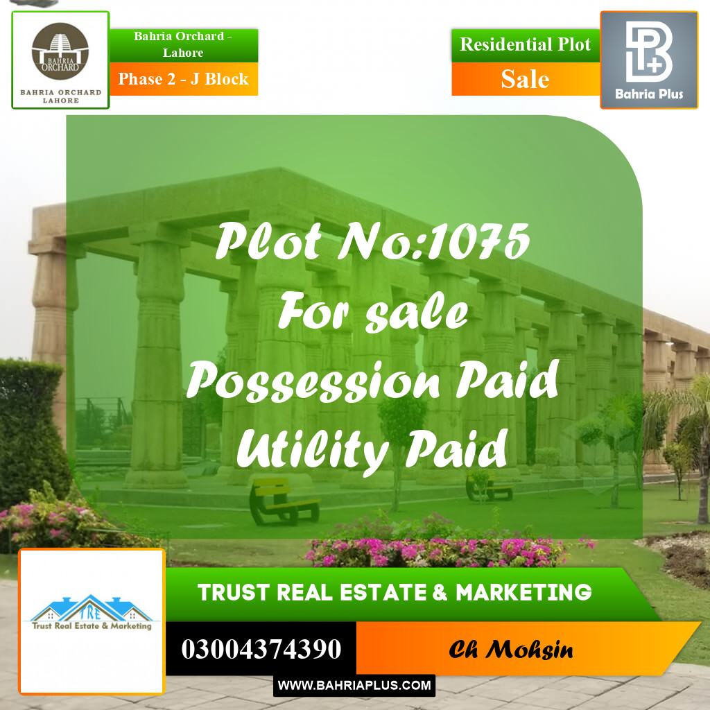 8 Marla Residential Plot for Sale in Phase 2 - J Block -  Bahria Orchard, Lahore - (BP-221632)