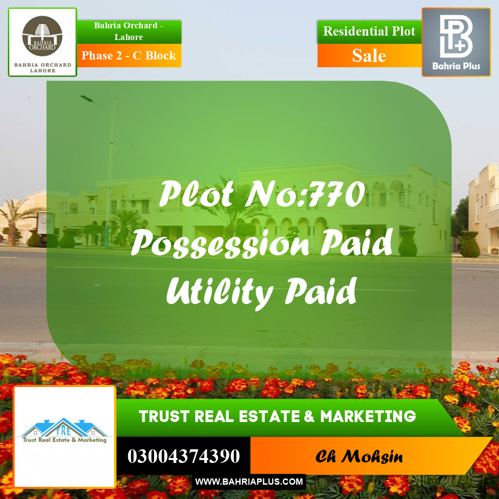8 Marla Residential Plot for Sale in Phase 2 - C Block -  Bahria Orchard, Lahore - (BP-221634)