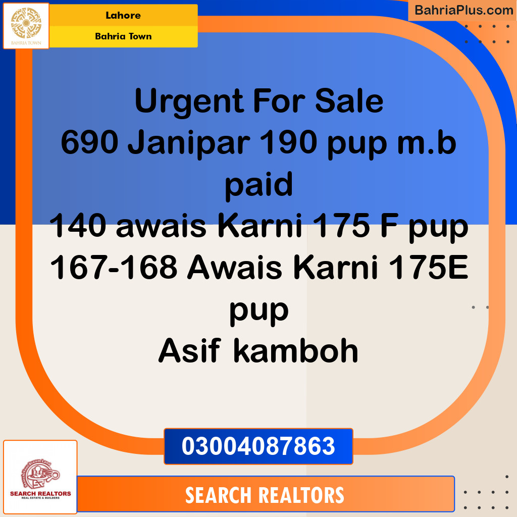 Residential Plot for Sale in Bahria Town, Lahore - (BP-221639)