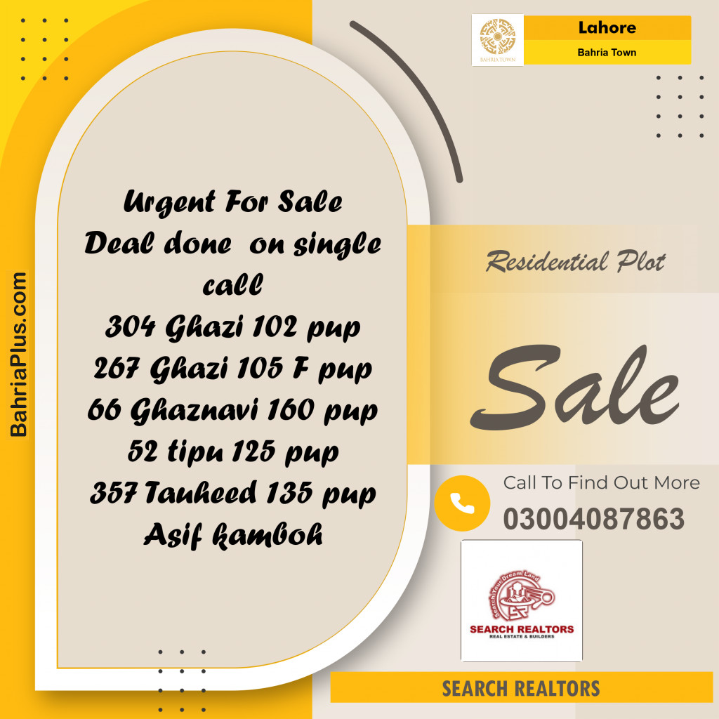 Residential Plot for Sale in Bahria Town, Lahore - (BP-221640)