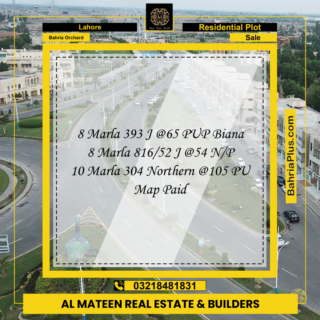 Residential Plot for Sale in Bahria Orchard, Lahore - (BP-221646)
