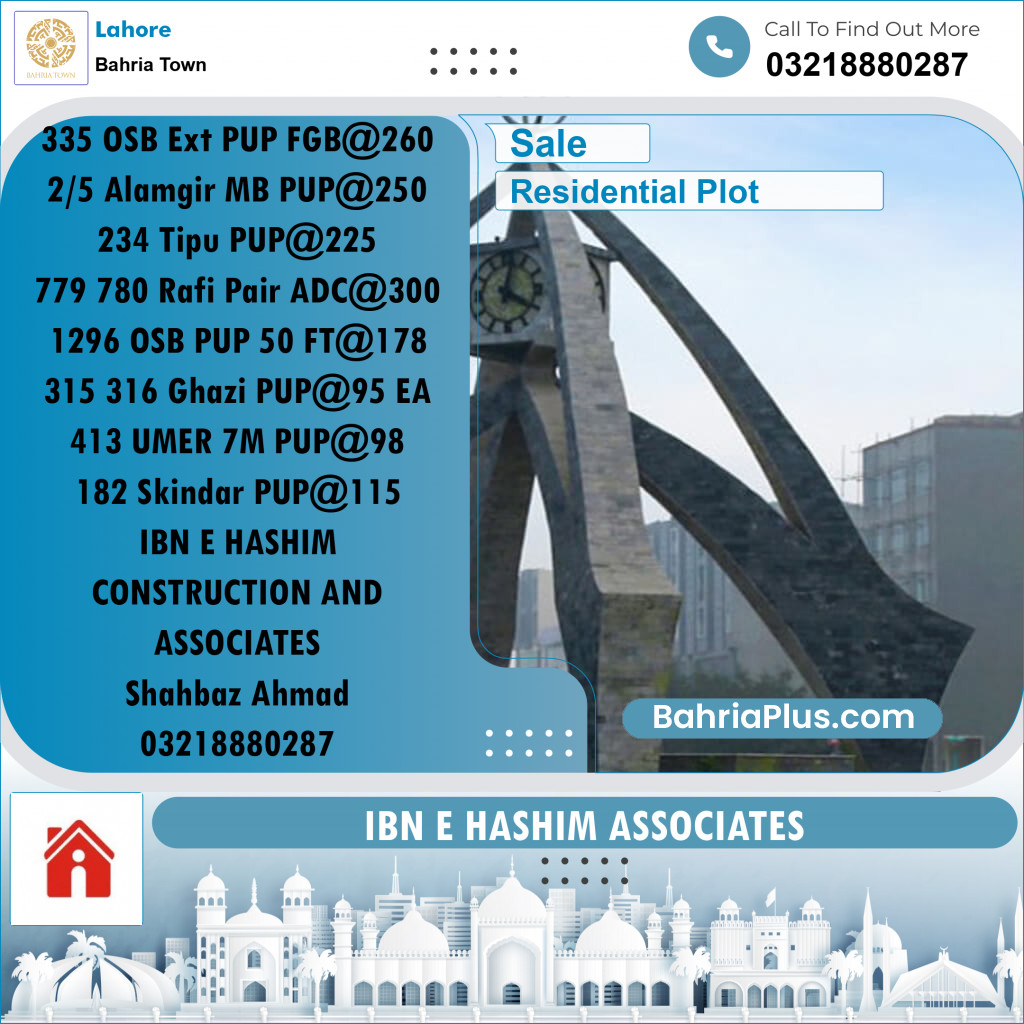 Residential Plot for Sale in Bahria Town, Lahore - (BP-221661)
