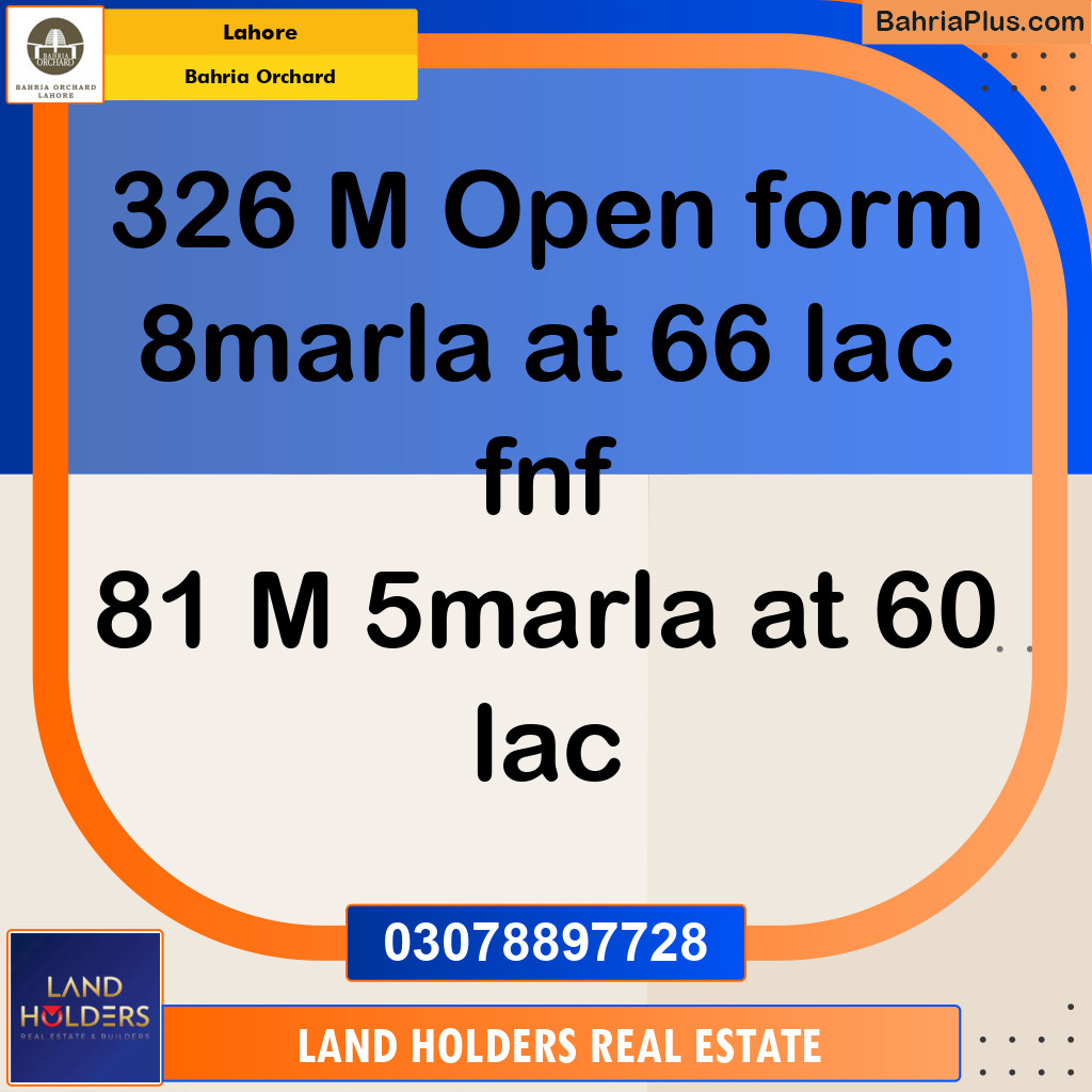 Residential Plot for Sale in Bahria Orchard, Lahore - (BP-221662)
