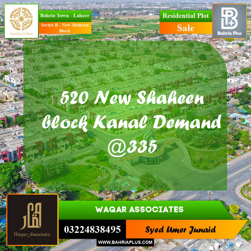 Residential Plot for Sale in Sector B - New Shaheen Block -  Bahria Town, Lahore - (BP-221736)