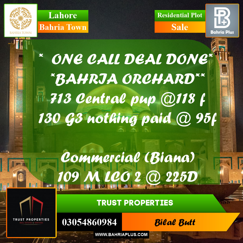 Residential Plot for Sale in Bahria Town, Lahore - (BP-221738)