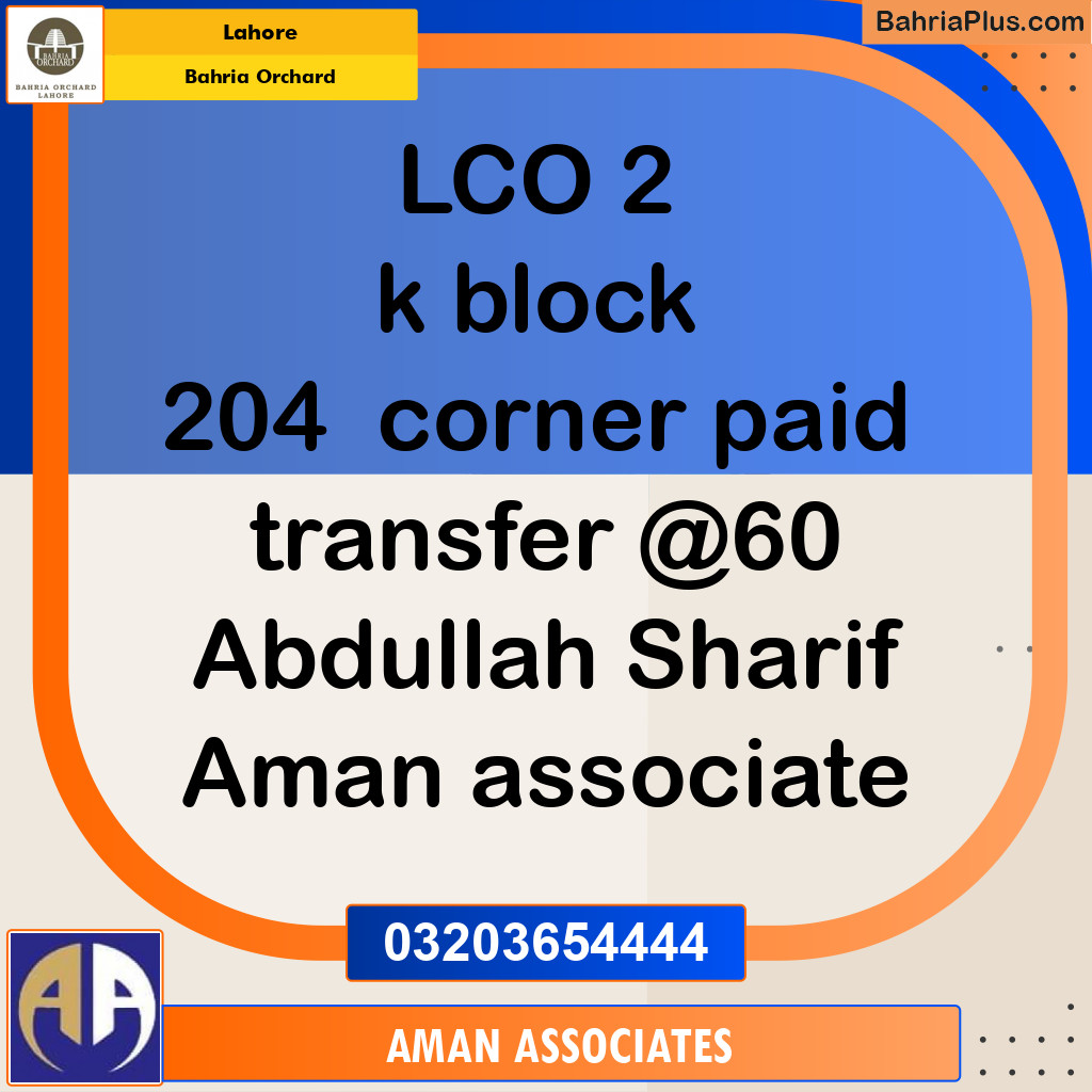 Residential Plot for Sale in Bahria Orchard, Lahore - (BP-221741)