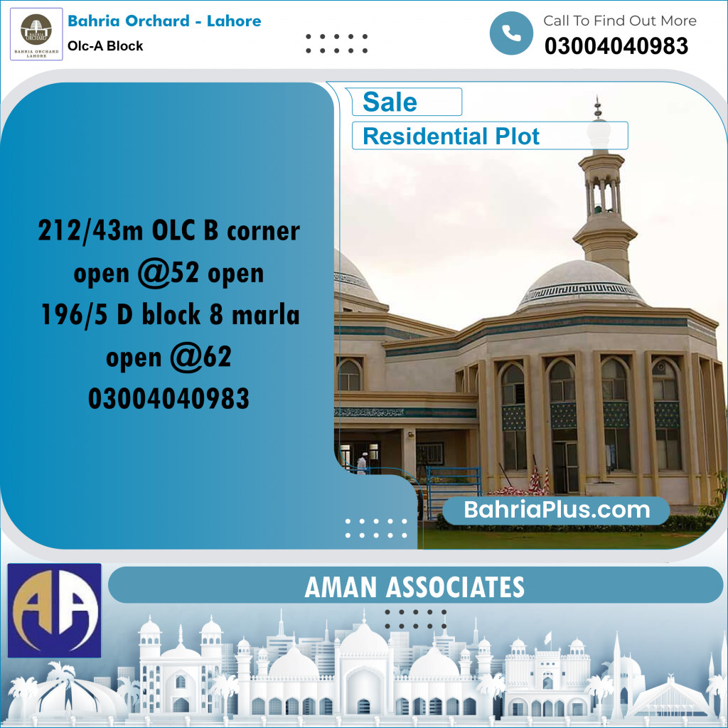 Residential Plot for Sale in OLC-A Block -  Bahria Orchard, Lahore - (BP-221761)