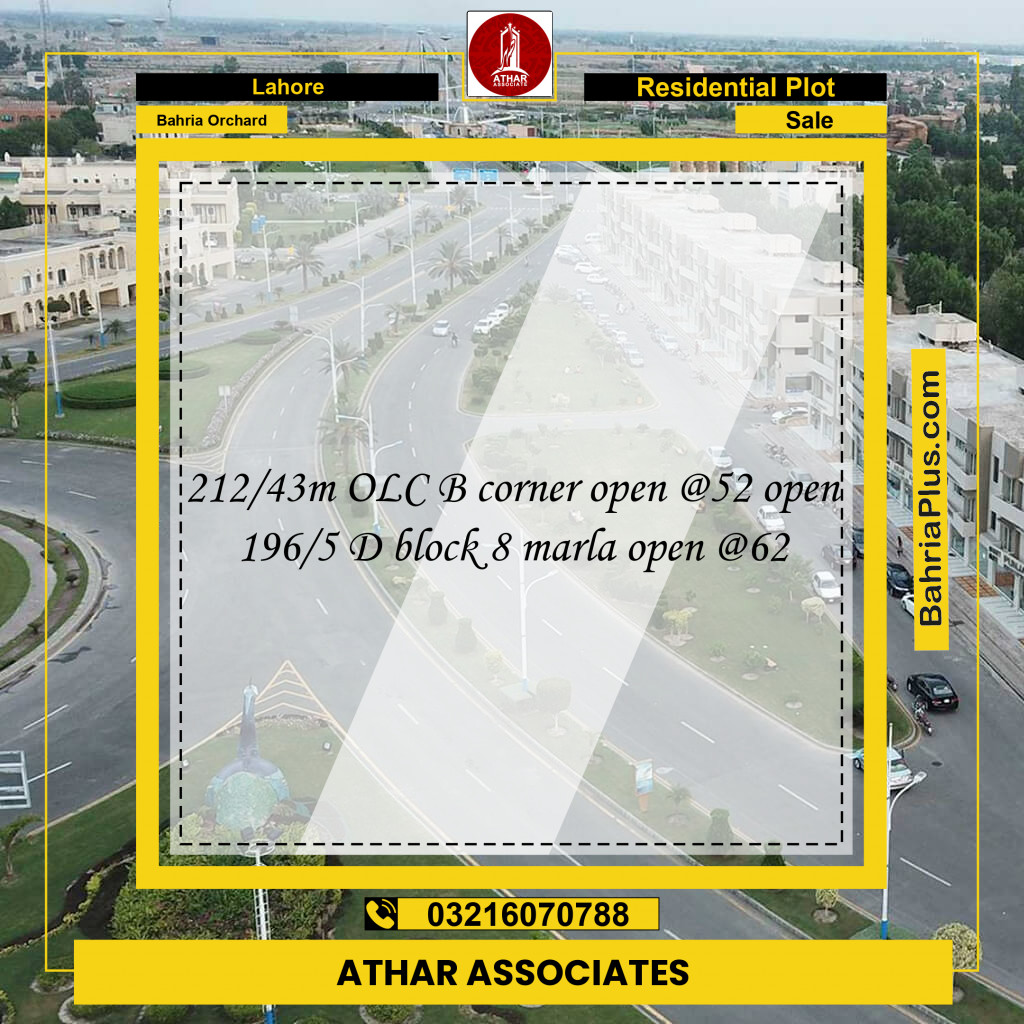 Residential Plot for Sale in Bahria Orchard, Lahore - (BP-221767)