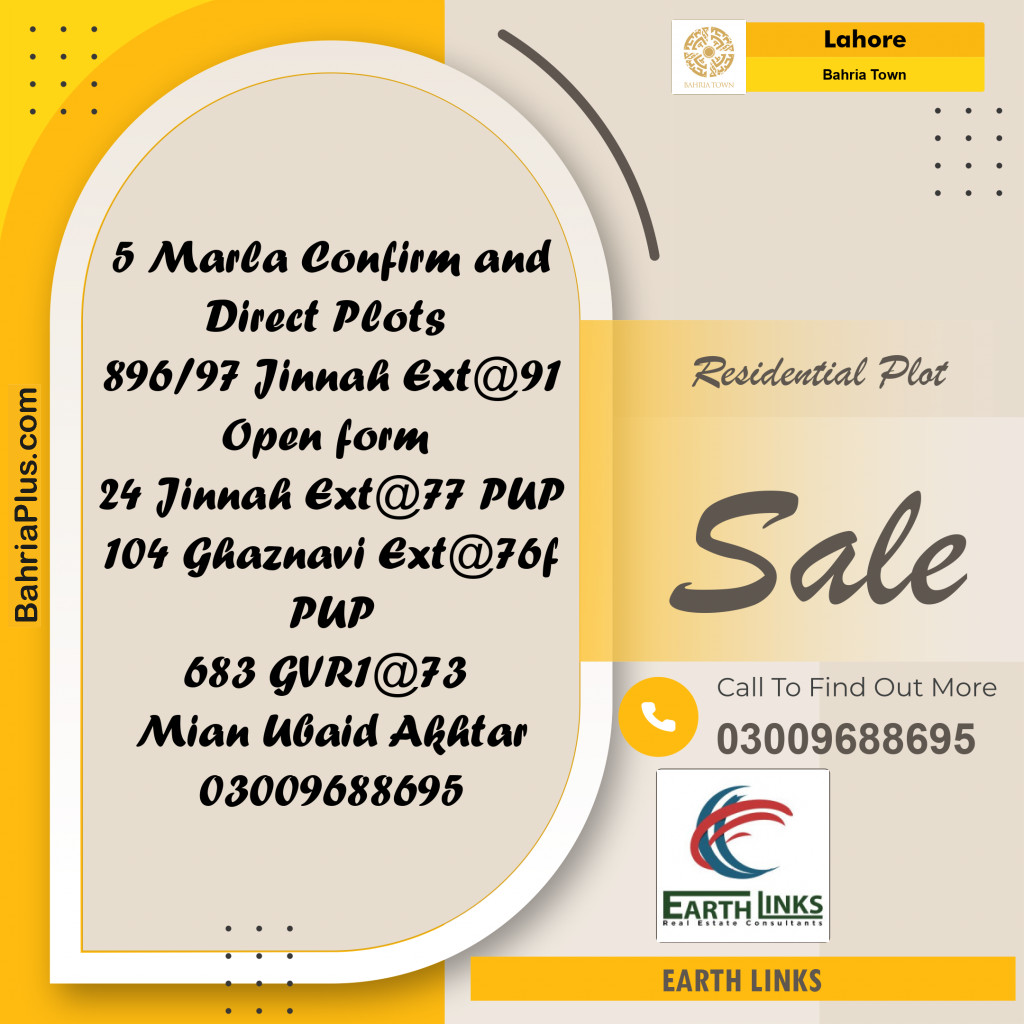 Residential Plot for Sale in Bahria Town, Lahore - (BP-221770)