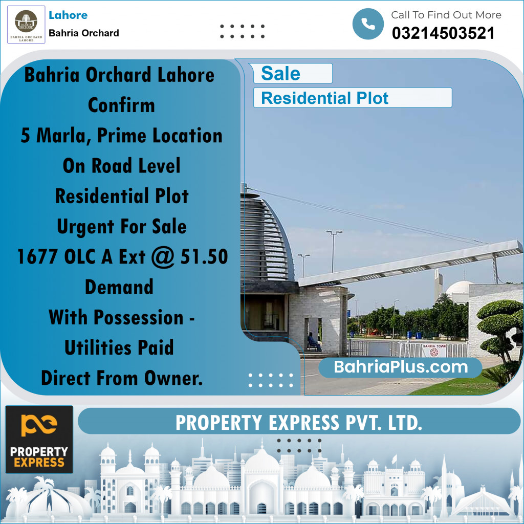 Residential Plot for Sale in Bahria Orchard, Lahore - (BP-221779)