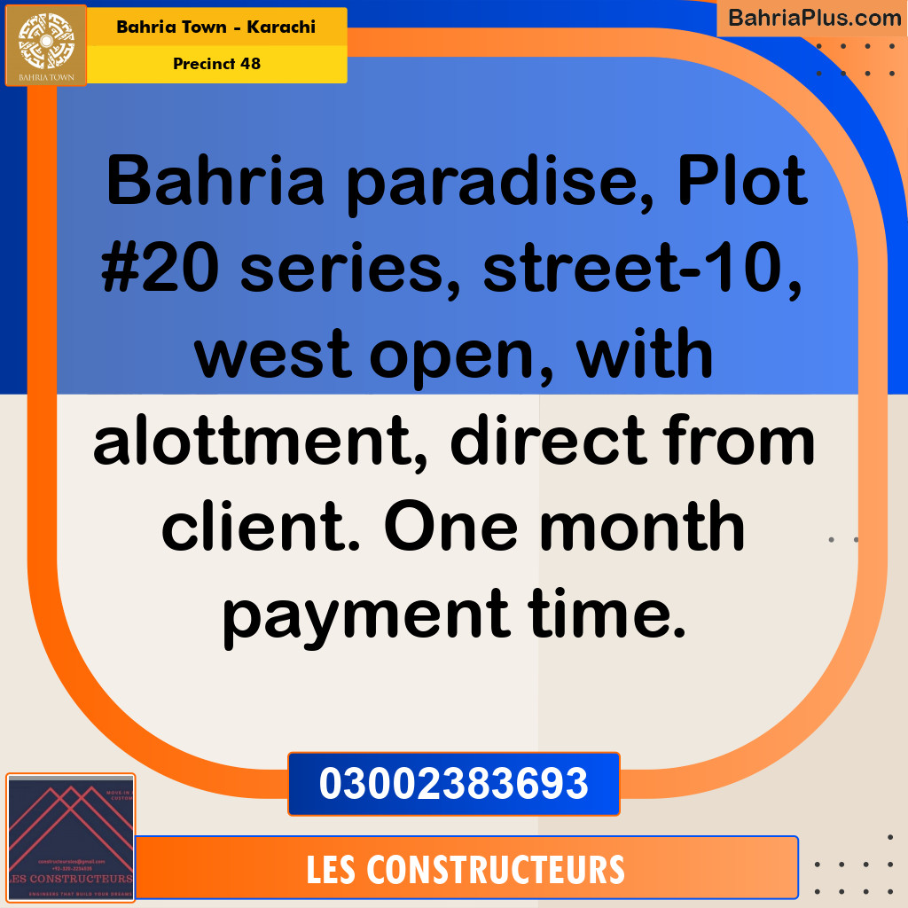 272 Sq. Yards Residential Plot for Sale in Precinct 48 -  Bahria Town, Karachi - (BP-221780)