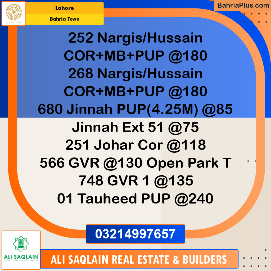 Residential Plot for Sale in Bahria Town, Lahore - (BP-221789)