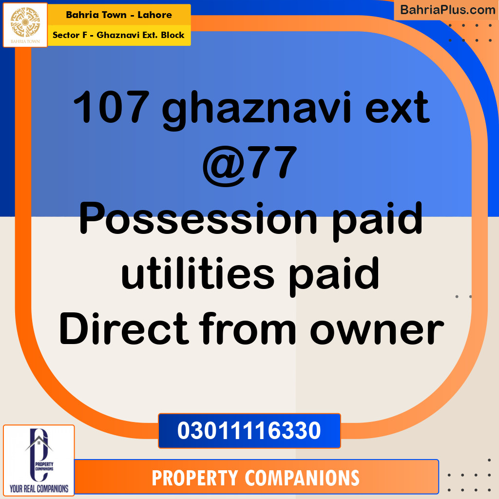 5 Marla Residential Plot for Sale in Sector F - Ghaznavi Ext. Block - Bahria Town, Lahore - (BP-221891)