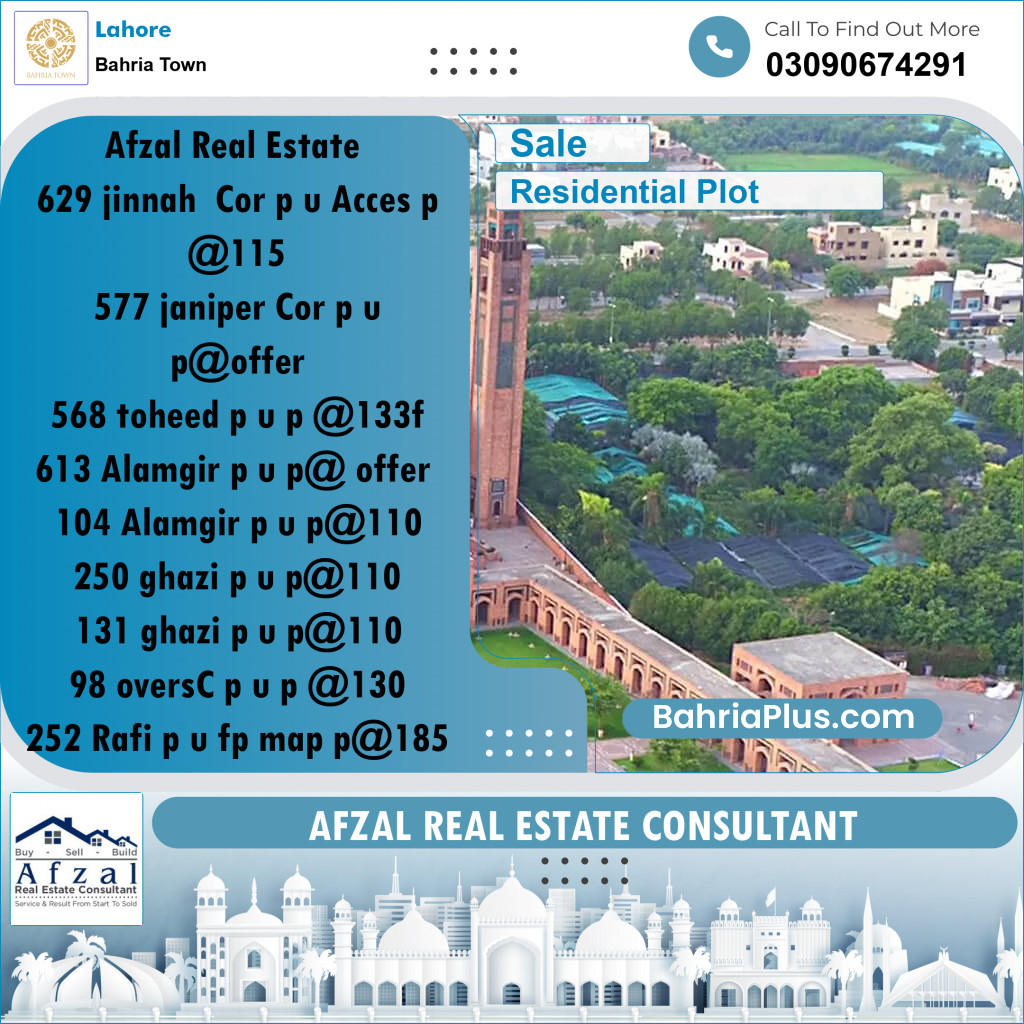 Residential Plot for Sale in Bahria Town, Lahore - (BP-221894)