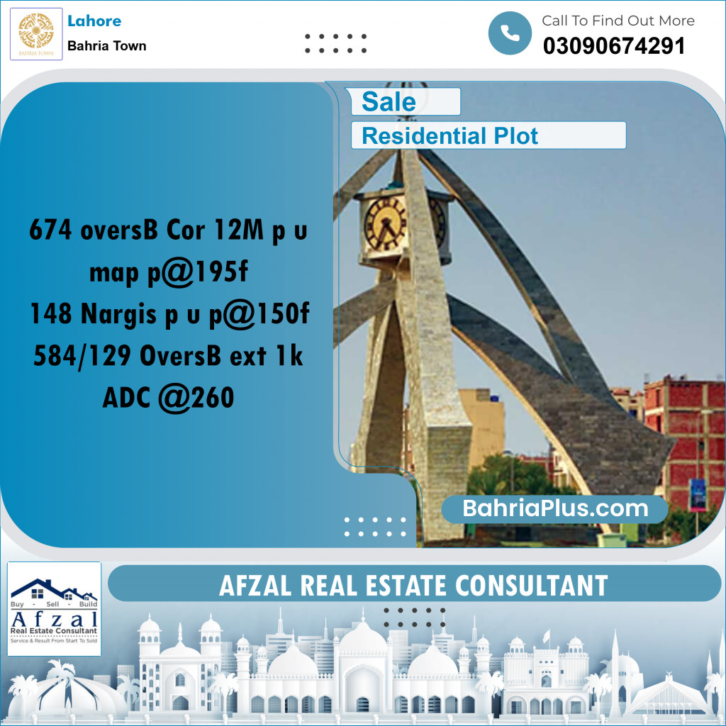Residential Plot for Sale in Bahria Town, Lahore - (BP-221895)