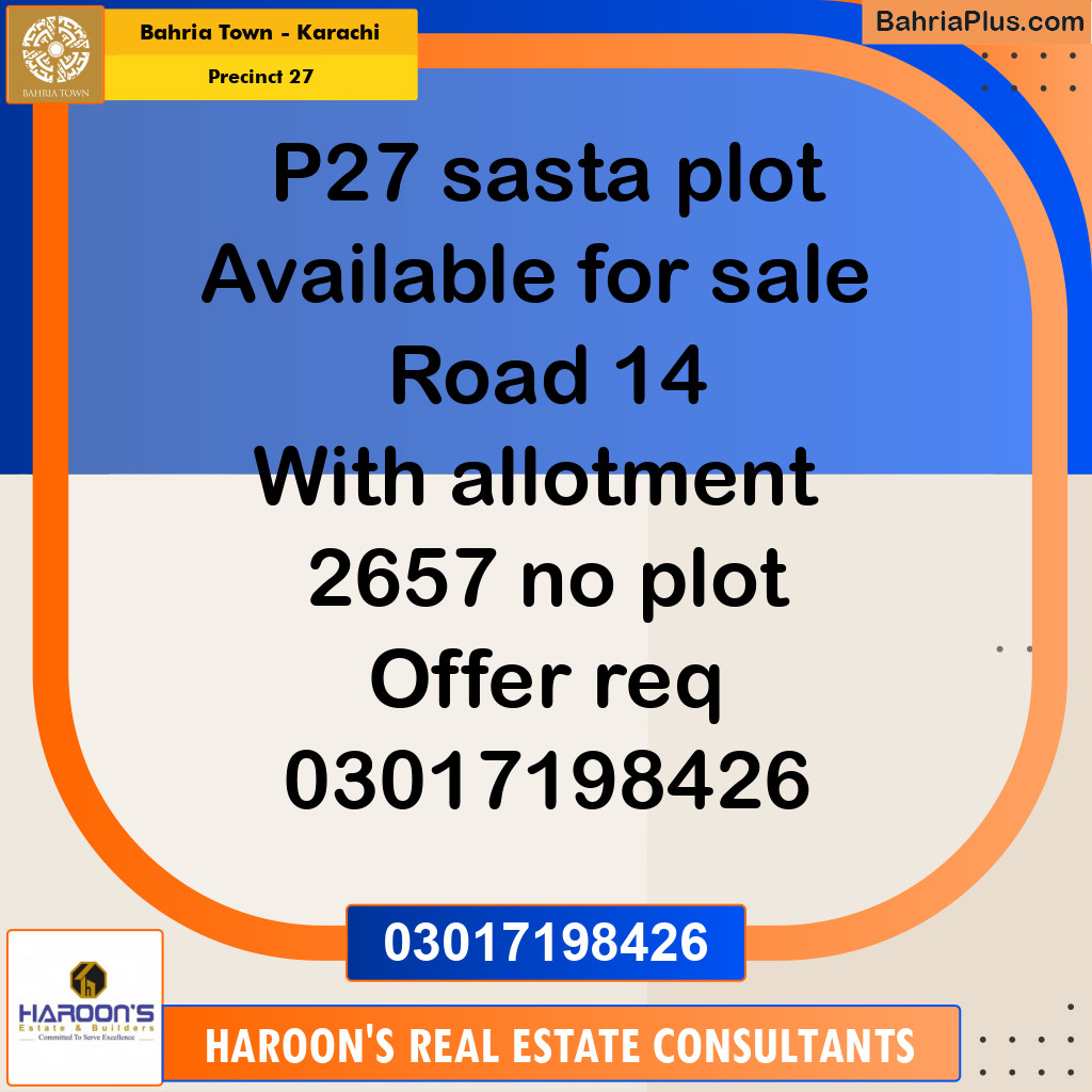 125 Sq. Yards Residential Plot for Sale in Precinct 27 -  Bahria Town, Karachi - (BP-221956)