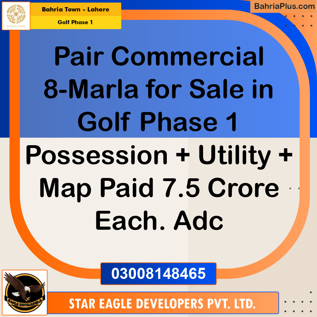 8 Marla Residential Plot for Sale in Golf Phase 1 -  Bahria Town, Lahore - (BP-221982)