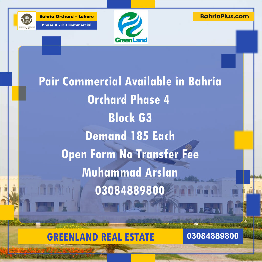 5 Marla Commercial Plot for Sale in Phase 4 - G3 Commercial -  Bahria Orchard, Lahore - (BP-221994)