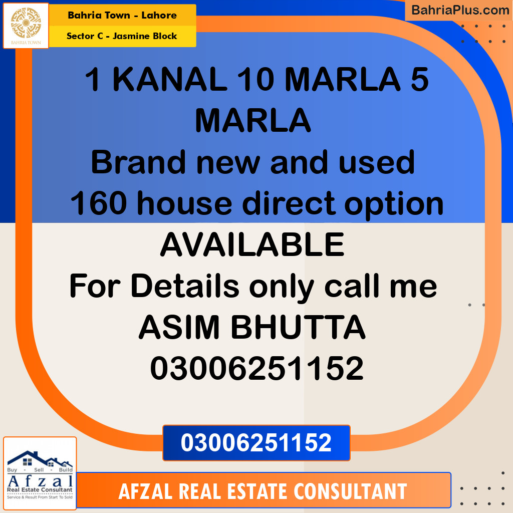 1 Kanal Residential House for Sale in Sector C - Jasmine Block - Bahria Town, Lahore - (BP-222046)